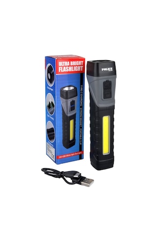 Police Ps-343 Power Cob Ledli Şarjlı El Feneri Siyah