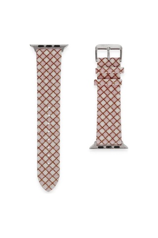 Newface Apple Watch 38mm Karo Motif Kordon - Pembe Çok Renkli