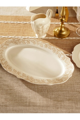 Sl Home 34,5x23 Cm Porselen Servis Tabağı "amande" 306003671 Beyaz