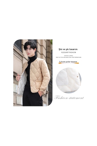 Yeni Sonbahar Kış Pamuklu, Polar Astarlı, Hafif Ve Sıcak, Kısa Ve Vücuda Oturan Ceket. AÇIK YEŞİL