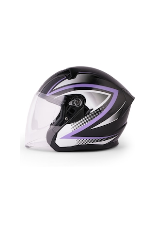 Alto Çenesiz Yarım Motosiklet Kaskı Şeffaf Vizörlü, Ece-r 22.06 Sertifikalı, Siyah Mor Xl Alto Çenesiz Yarım Motosiklet Kaskı Şeffaf Vizörlü, Ece-r 22.06 Sertifikalı, Siyah Mor Xl