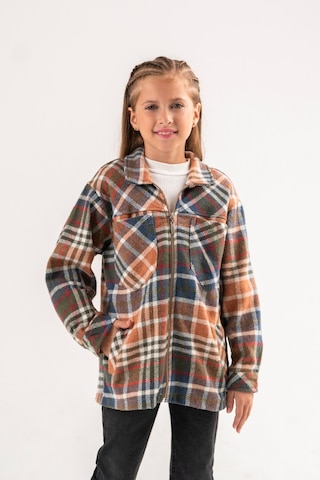 Kız Çocuk Fermuarlı Ekose Gömlek 3086 Haki