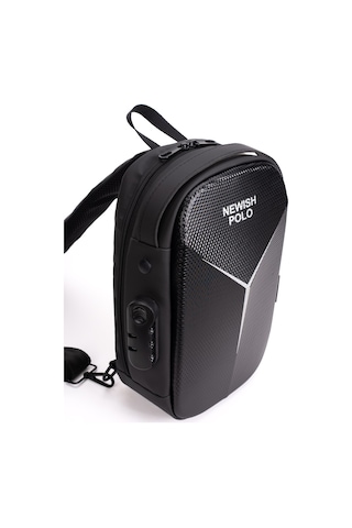 Newish Polo Erkek Şifreli Kilitli Su Geçirmez Sling Bag 404 Çapraz Omuz Ve Sırt Çantası - New404 Siyah - Gri