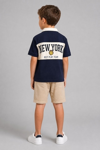 Eray Alp Kids Erkek Çocuk Mavi Polo Yaka New York Tişört Yazlık Günlük Model