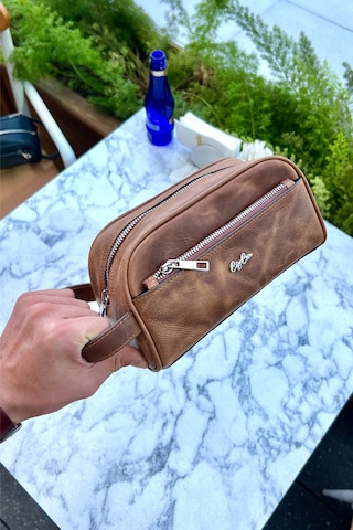 Marble Antik Taba Hakiki Deri Erkek El Çantası Günlük-seyahat-spor-traş Bakım Antik Taba