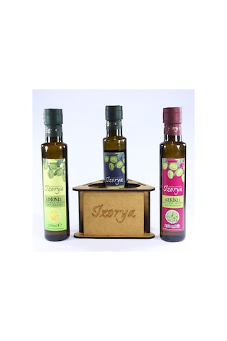 İzorya Stantlı Kekikli Zeytinyağı 250 G +  Limonlu Zeytinyağı 250 ML + Biberiyeli Zeytinyağı 250 ML