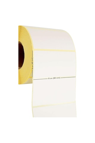 1000'li 80x40 Termal Beyaz Barkod Etiket Rulo