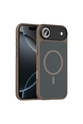 Zore Apple iPhone Uyumlu 17 Air Kılıf Mat Arka Yüzey Wireless Şarj Özellikli Zore Flet M-safe Kapak - Desert Titanyum Gri