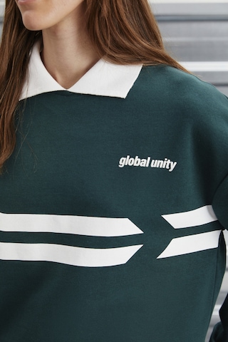 ETHIQUET AR ENE Kadın Içi Polarsız Polo Yaka Parça Baskı Detaylı Yeşil Sweatshirt