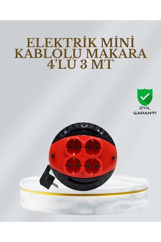 Ce Belgeli 3 Metre 4 Lü Kablolu Priz Makara 0-2