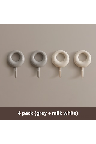 Springsun 4'lü Gri Ve Krem Renkli 5kg Yüke Dayanıklı, Delme Yok, Zımba Olmayan, Duvar Ve Kapı Arka Sıcaklıklı Ahşap & Plastik Fantezi Pançolar Diğer