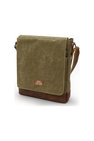 Dark Cotton 7112 Western Kahverengi Suya Dayanıklı Mumlu Kanvas Postacı Omuz Laptop Okul Çantası Camel