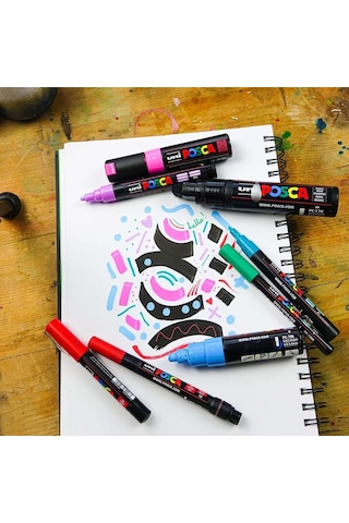 Uni Posca Markör Kalem 3m Set 0.9-1.3 Mm Keçe Uçlu 12'li Set