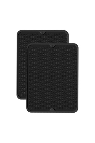 2 Adet Ilicone Kurutma Matı 40 X 30 Cm Silikon Mat Isıtma Matı Mutfak İçin Siyah