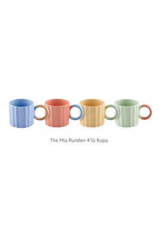 The Mia 4'lü Runden Porselen Kupa Seti 250 Ml Çok Renkli