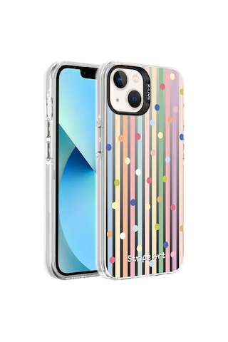 Apple Uyumlu iPhone 14 Pro Max Kılıf Desenli Zore Silver Sert Kapak Noktalar