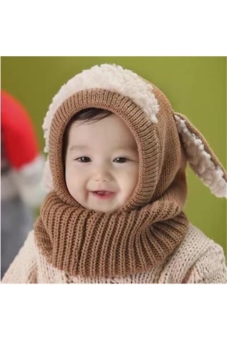 Ikkb Çocuk Tek Parça Kulaklık Isıtıcı Sevimli Bebek Isıtma Sıcak Kulak Koruyucu Haki