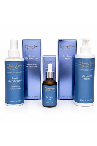 Dermaura Premium Saç Onarım Seti Keratin Saç Bakım Sütü + Saç Bakım Yağı + Onarıcı Saç Bakım Kremi