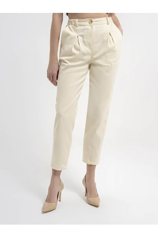Slouchy Fit Kadın Pantolon Ekru