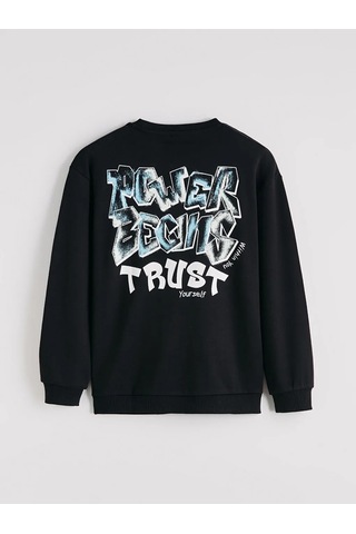 Lc Waikiki Siyah Baskılı Erkek Çocuk Sweatshirt