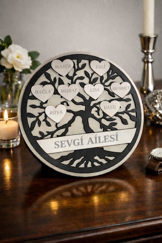 Soy Ağacı Temalı Masa İsimliği Kişiye Özel No 46