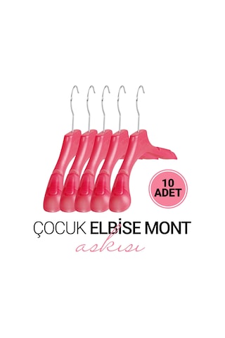 Çocuk PEMBE Elbise Mont Askısı 10 Adet Paketli 30 Cm Çocuk Askı Pembe