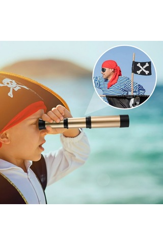 Suofeng Çocuk Korsan Tema Göstergeci Oyuncak - Teleskopik Tasarım, Parlak Görünüm, Dış Etkinlikler Ve Keşif İçin Altın Renkli