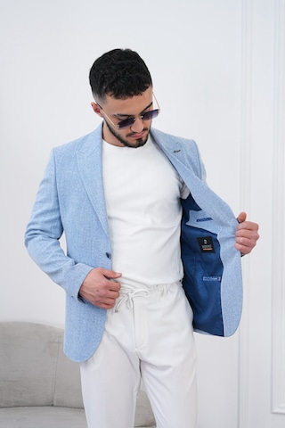 Dupont Classics Dupont Slim Fit Sivri Yaka 6 Drop Çift Yırtmaç Keten Blazer Ceket - Nefes Alabilen Hafif Erkek Ceket Mavi