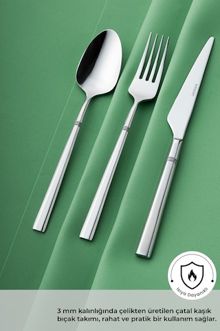 Emsan Penta 18 Parça 6 Kişilik Çatal Kaşık Bıçak Takımı Gümüş