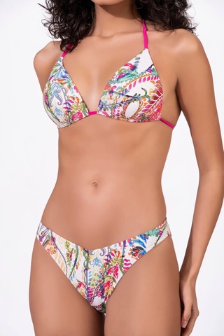 Endeep Kadın Desenli Özel Lurex Kumaşlı Yarım Dolgulu Üçgen Bikini Takımı Kırmızı