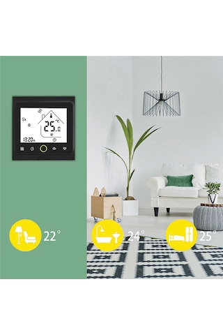 Hombey Siyah Akıllı Isı Kontrol Cihazı - Kazan/soba Isıtıcıları İçin Sıcaklık Regülatörü Dijital Termostat