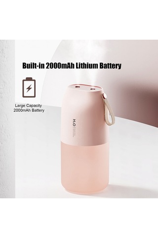 Dianziye Pembe Usb Şarjlı Çift Nozzle Ruhsatlı Nemlendirici: Sessiz Taşınabilir Otomobil/ofis/ev Kullanıma Uygun, Gece Lambalı Otomatik Kapatma Özelliği