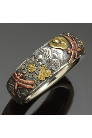 Kadın Vintage Yusufçuk Ayçiçeği Yüzük Benzersiz Nişan Alyans Band Yıldönümü Hediye Takı Boyutu 5-11 11 Çok Renkli