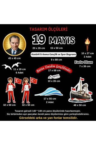 19 Mayıs Atatürk Ü Anma Gençlik Ve Spor Bayramı Pano Süsü Figür Seti Hazır Kesim Okul & Sınıf Dekoru 7