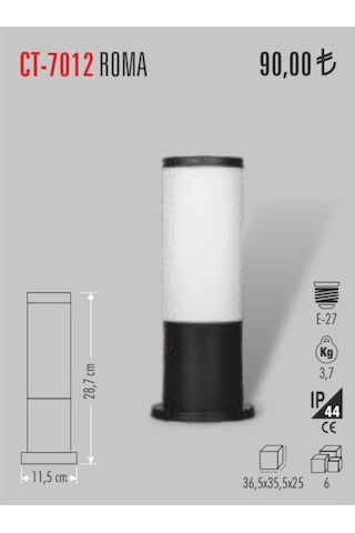 Cata Ct-7012 Bahçe Duvar Aydınlatma E27 Duylu Beyaz - Siyah