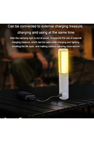 Maoyaya 3500mah Taşınabilir El Lambası M26, Katlanabilir, Üçlü Yaprak Kanca, Çok Fonksiyonlu Kamp Işığı Beyaz Beyaz