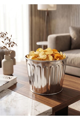 The Mia Popcorn Ve Cips Kasesi Krom Gümüş
