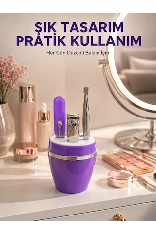 Mey İthalat Mor Manikür Pedikür Seti Taşınabilir Kişisel Bakım Kiti