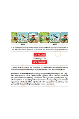 Eğitici Hafıza Oyunu Farkı Bul Çift Taraflı 70 Kart Kutu Oyunu