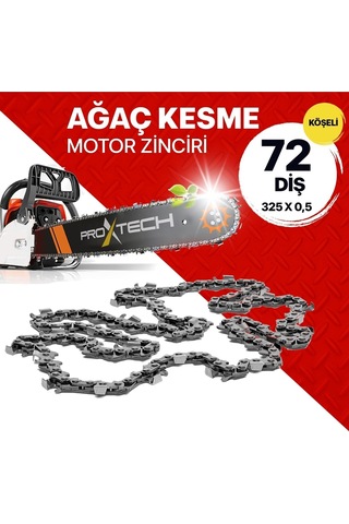 Proxtech Profesyonel Yüksek Keskinlik,325/0,5-72 36 Köşeli Motorlu Testere Zinciri 36 Diş