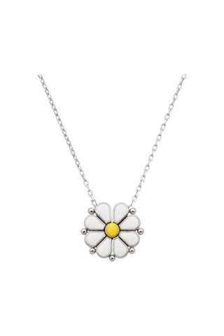 Papatya Tasarım Mineli Ve Mıknatıslı 925 Ayar Gümüş Kadın Kolye Gümüş