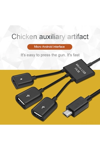 Xiyyadms Micro Usb Android Otg Hub Veri Kablosu: 3'lü Çevirici, Güç Kaynağı İle, Telefon-tablete Usb Flash Bellek, Klavye Bağlantısı, Plug & Play Mint - Siyah