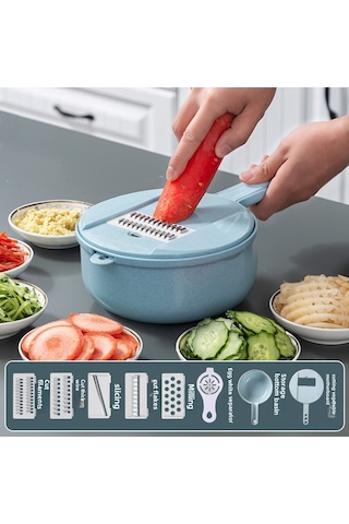 Hombey Mutfak Çok Amaçlı Sebze Dilimleyici, Patates İpi Kesici, 8 Parça Yükseltilmiş Siyah Set, Ev Kullanıma Uygun, Hızlı Ve Kolay Kullanım