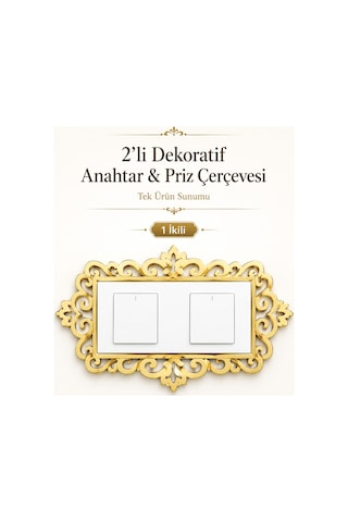 Gold Dekoratif Anahtar Priz Çerçevesi 2'li