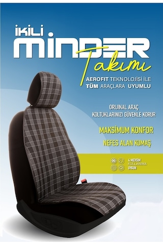 Opel Adam Uyumlu Koltuk Minderi Ön 2'li Set Ekose Model