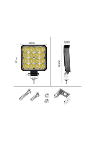 4 Adet 11x11 16 Led Kare Off Road Traktör Tir Kamyon Sis Fari Sis Lambasi Çalisma Lambasi Projektör