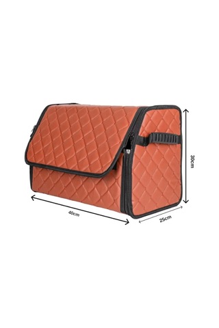 Oto Bagaj Organizeri Kapitone Deri Çanta Taba Renk
