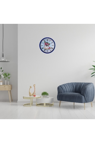 Büro Ev Ofis Hediyesi İçin 36cm Lacivert Çiçek Stil Duvar Saati Diğer