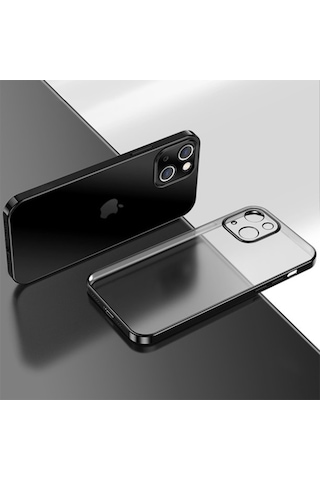 Apple Uyumlu iPhone 13 6.1Inç Renkli Kenar Seffaf Kilif Kamera Korumali Silik 283750535 - Renk / Kirmizi