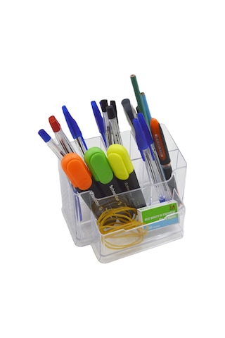 Ark Masaüstü Kalemlik Şeffaf 6 Bölmeli Organizer Kod:766
